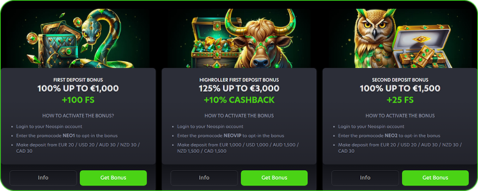 NeoSpin casino Bonus